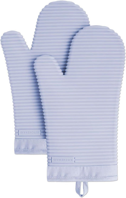 Ribbed Soft Silicone Oven Mitt Set