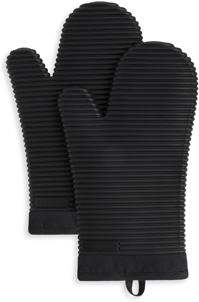 Ribbed Soft Silicone Oven Mitt Set
