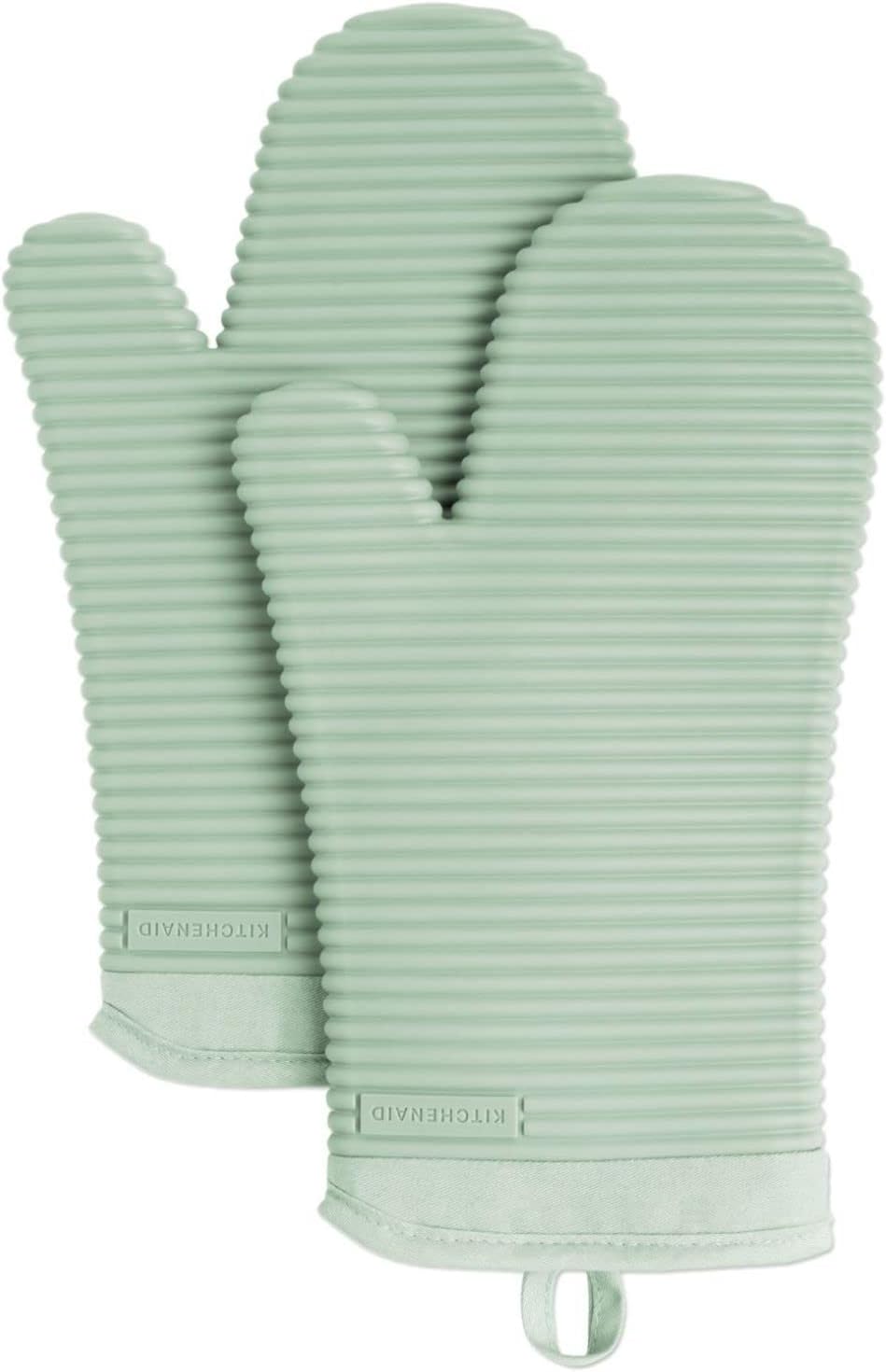 Ribbed Soft Silicone Oven Mitt Set