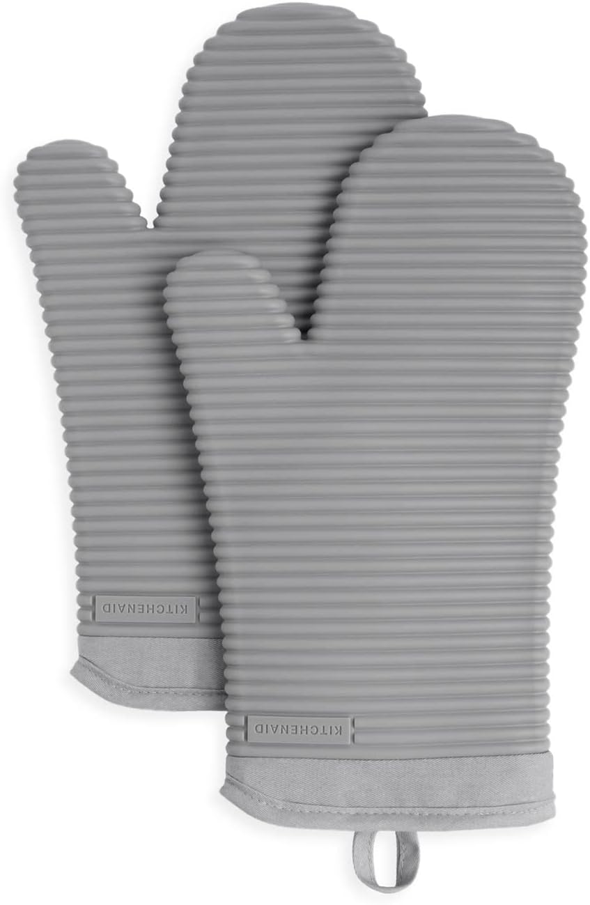 Ribbed Soft Silicone Oven Mitt Set