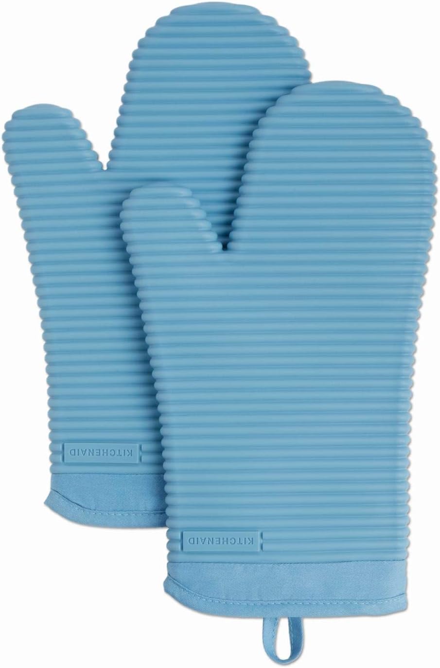 Ribbed Soft Silicone Oven Mitt Set