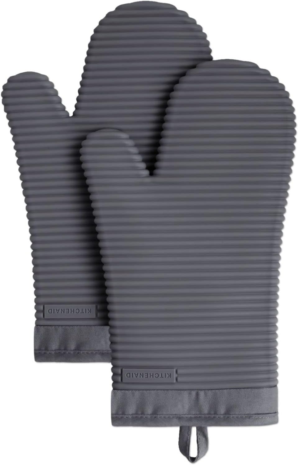 Ribbed Soft Silicone Oven Mitt Set