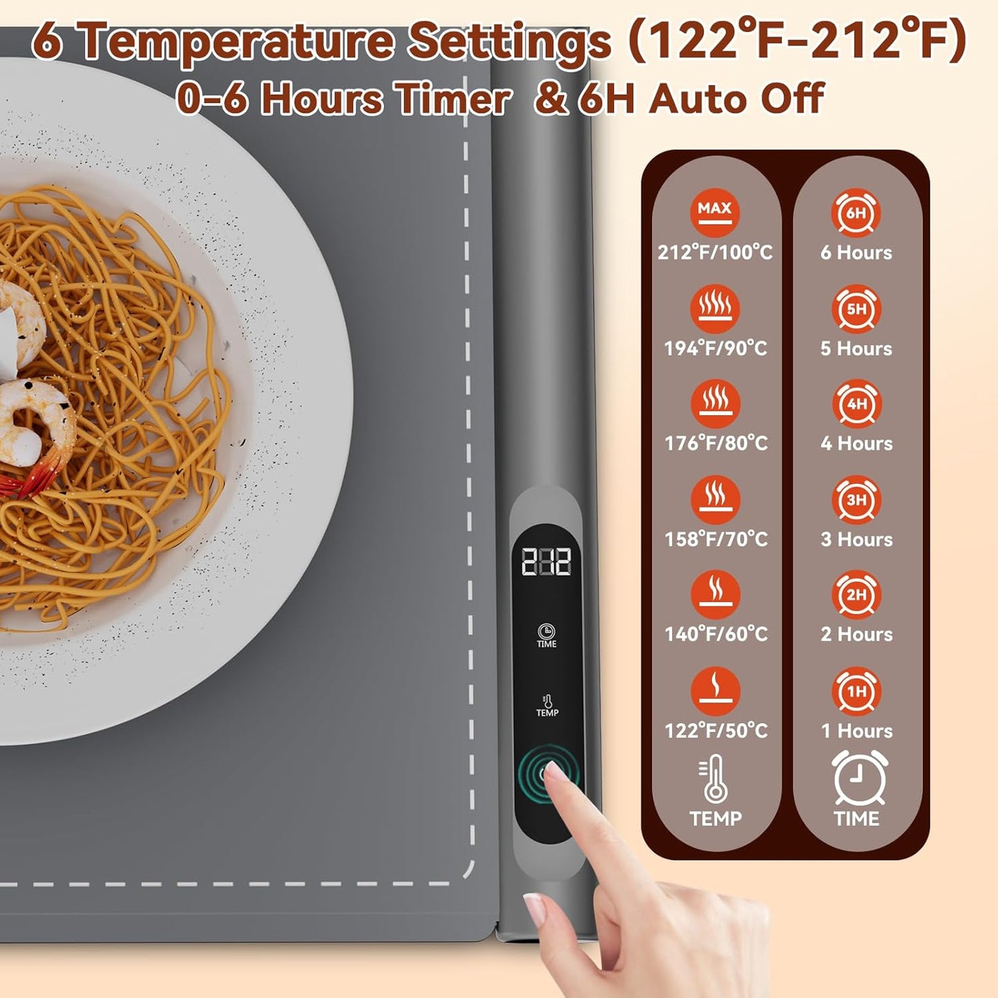 Portable Electric Food Warming Tray with Graphene Heating
