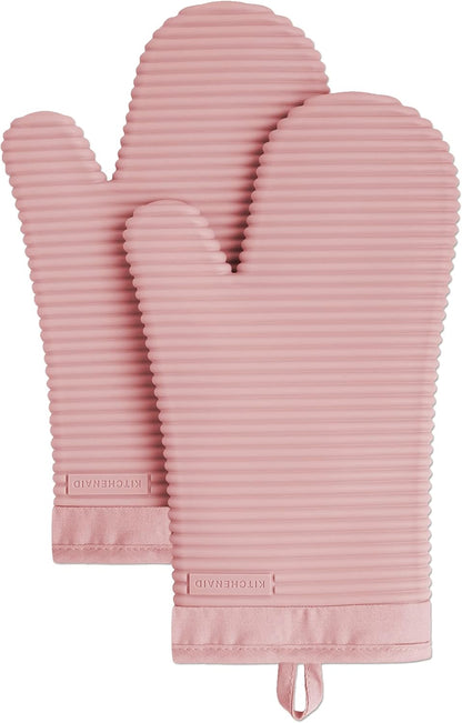 Ribbed Soft Silicone Oven Mitt Set