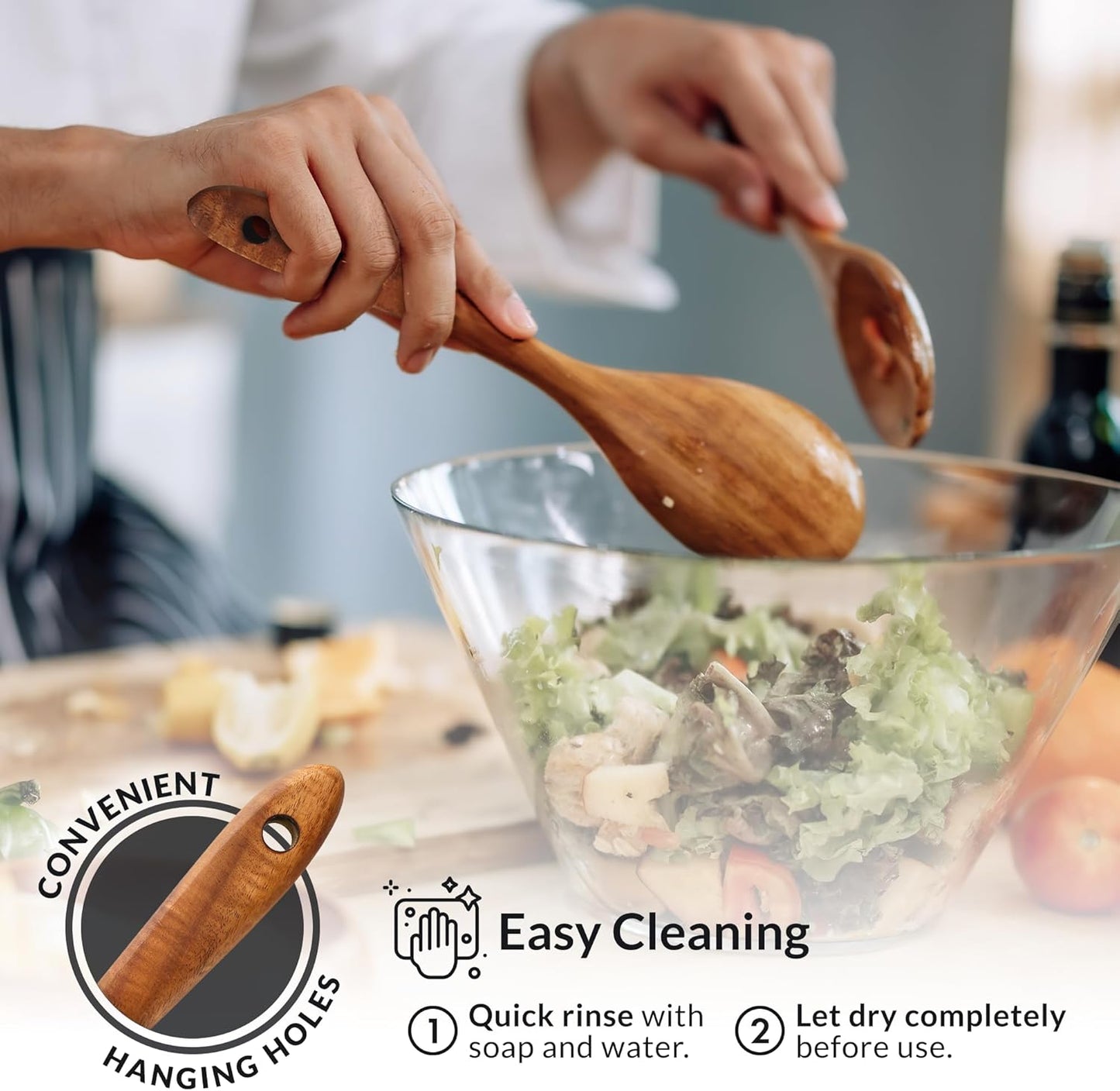 Smooth Finish Teak Wooden Utensils for Cooking