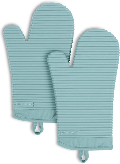 Ribbed Soft Silicone Oven Mitt Set