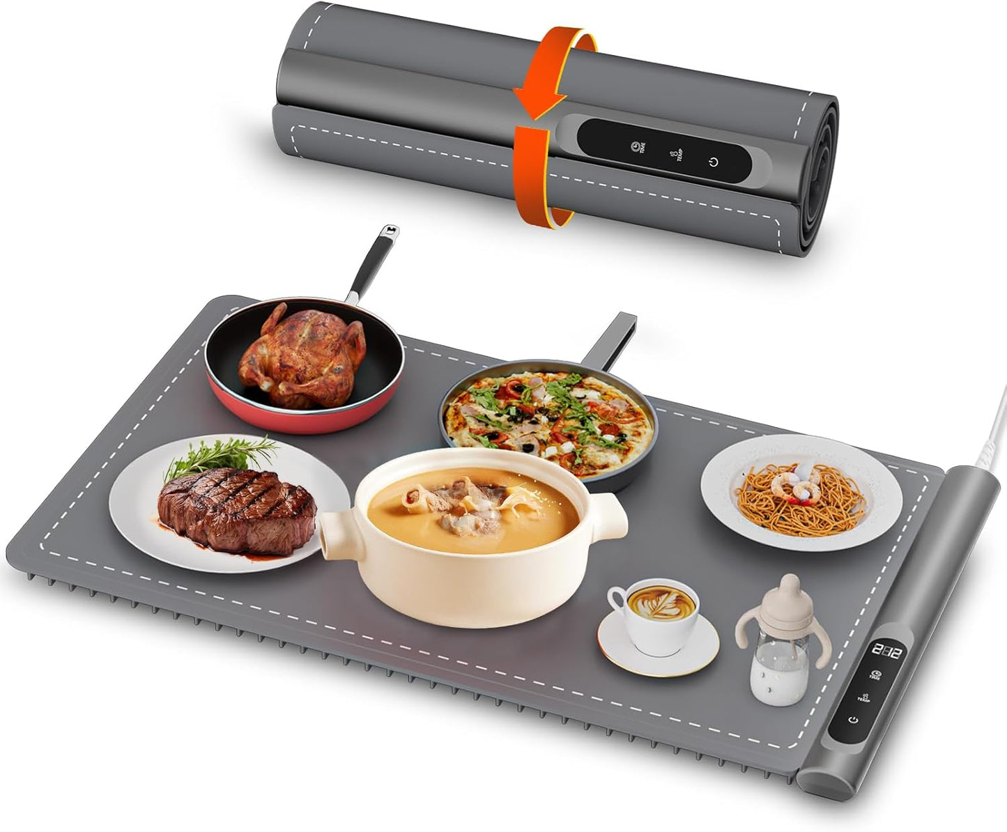 Portable Electric Food Warming Tray with Graphene Heating