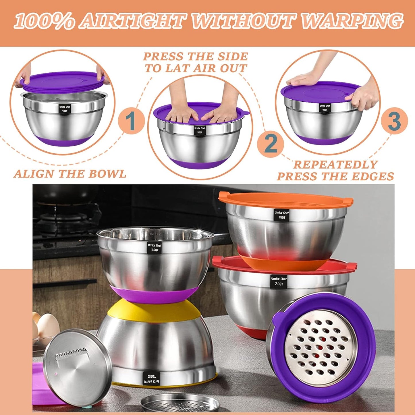 Mixing Bowls with Airtight Lids Set