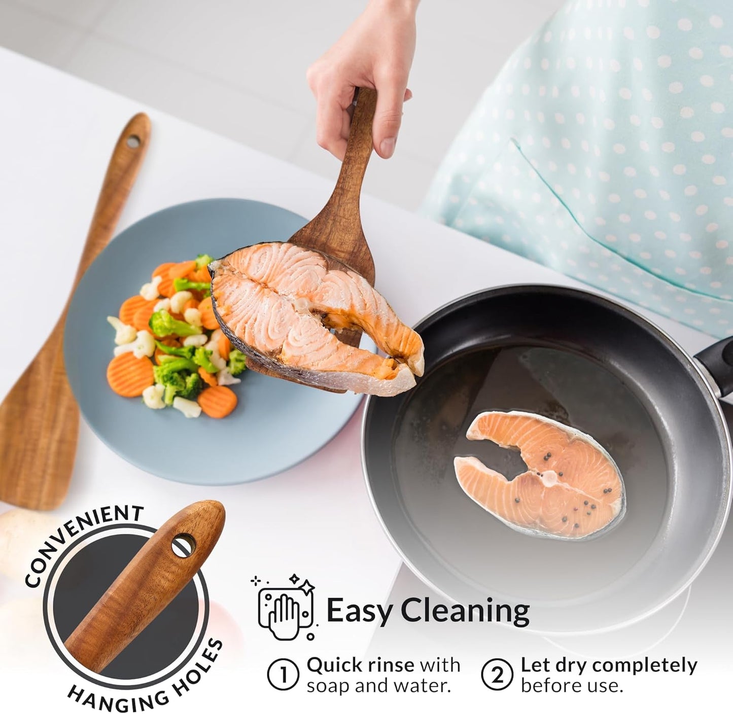 Smooth Finish Teak Wooden Utensils for Cooking
