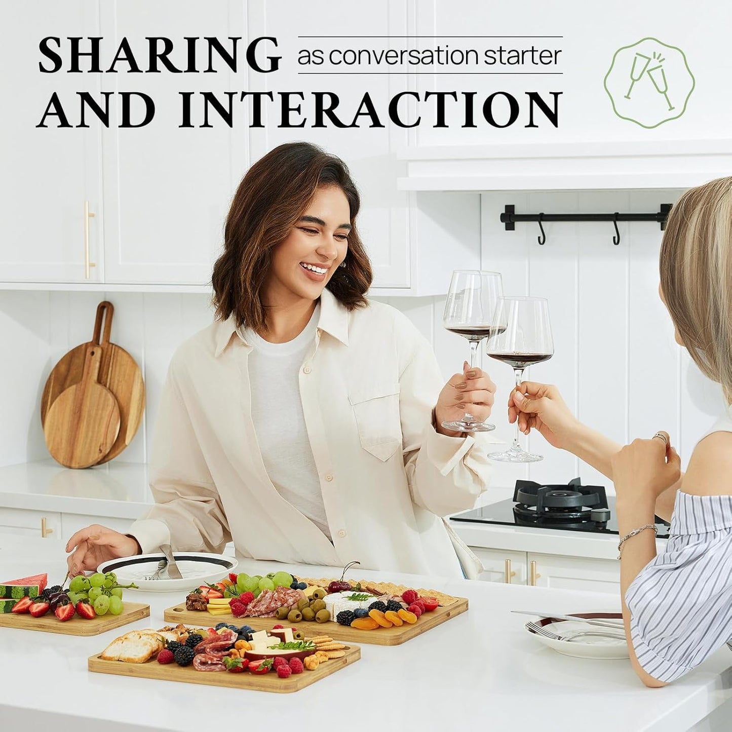 Durable Wood Cutting Boards for Kitchen with Deep Juice Grooves & Built-in Handles