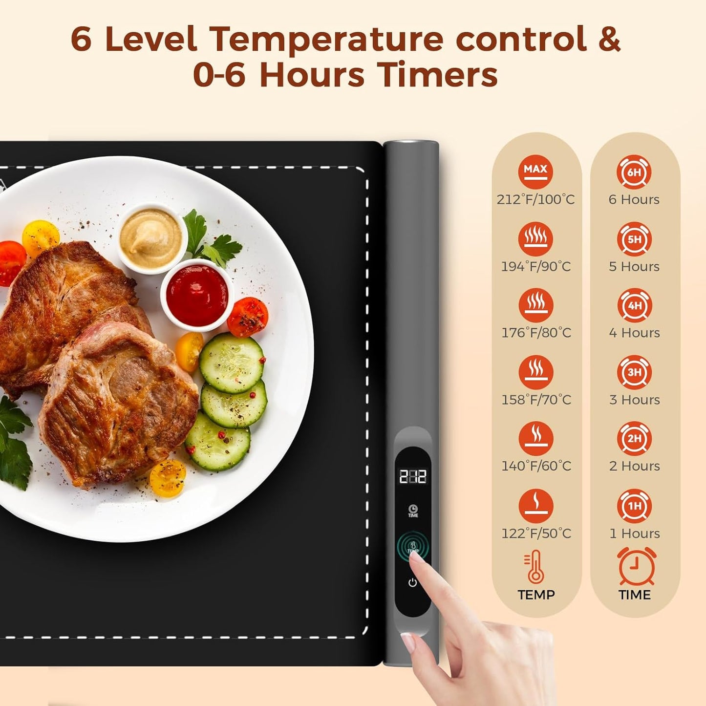 Portable Electric Food Warming Tray with Graphene Heating