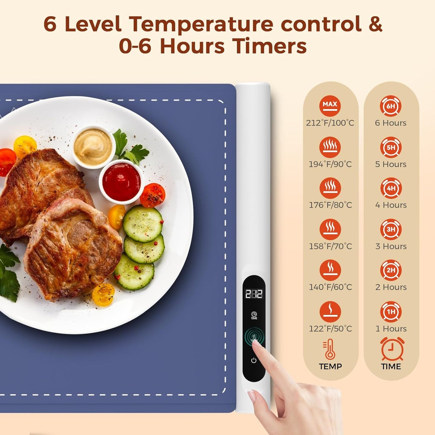 Portable Electric Food Warming Tray with Graphene Heating