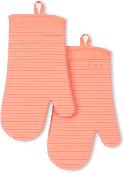 Ribbed Soft Silicone Oven Mitt Set