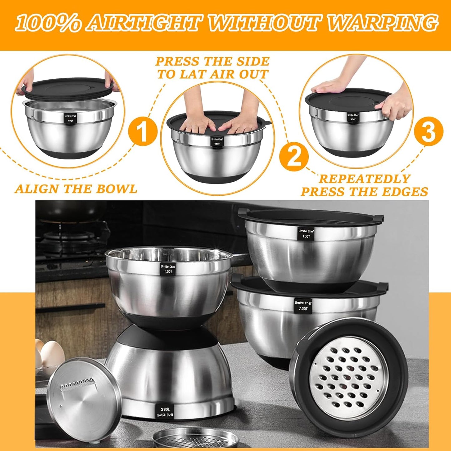 Mixing Bowls with Airtight Lids Set