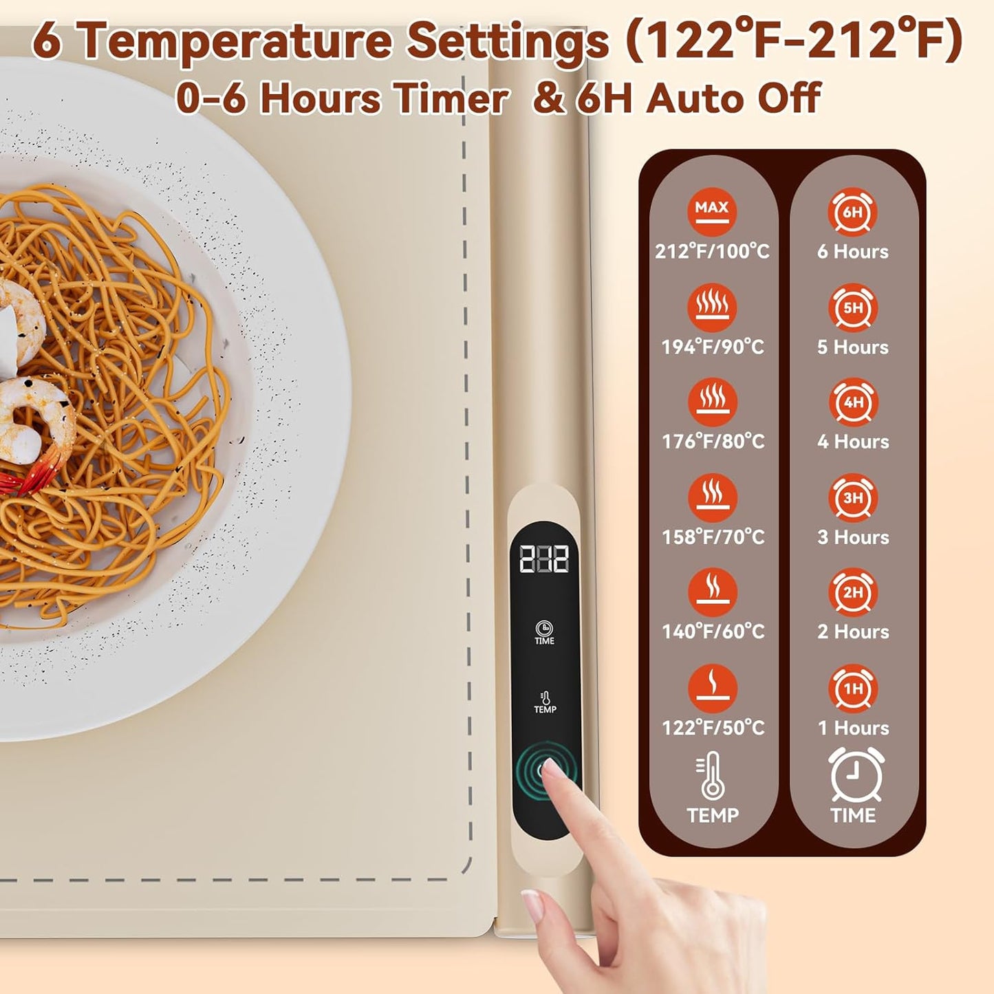 Portable Electric Food Warming Tray with Graphene Heating