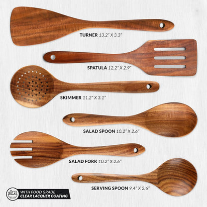 Smooth Finish Teak Wooden Utensils for Cooking