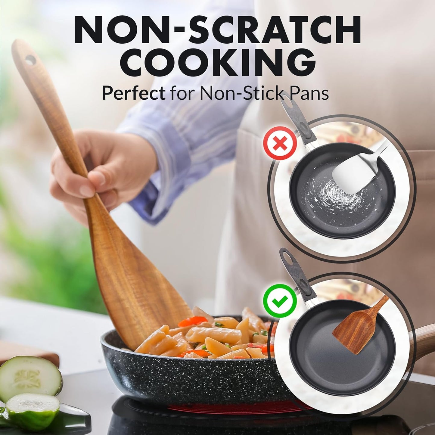 Smooth Finish Teak Wooden Utensils for Cooking