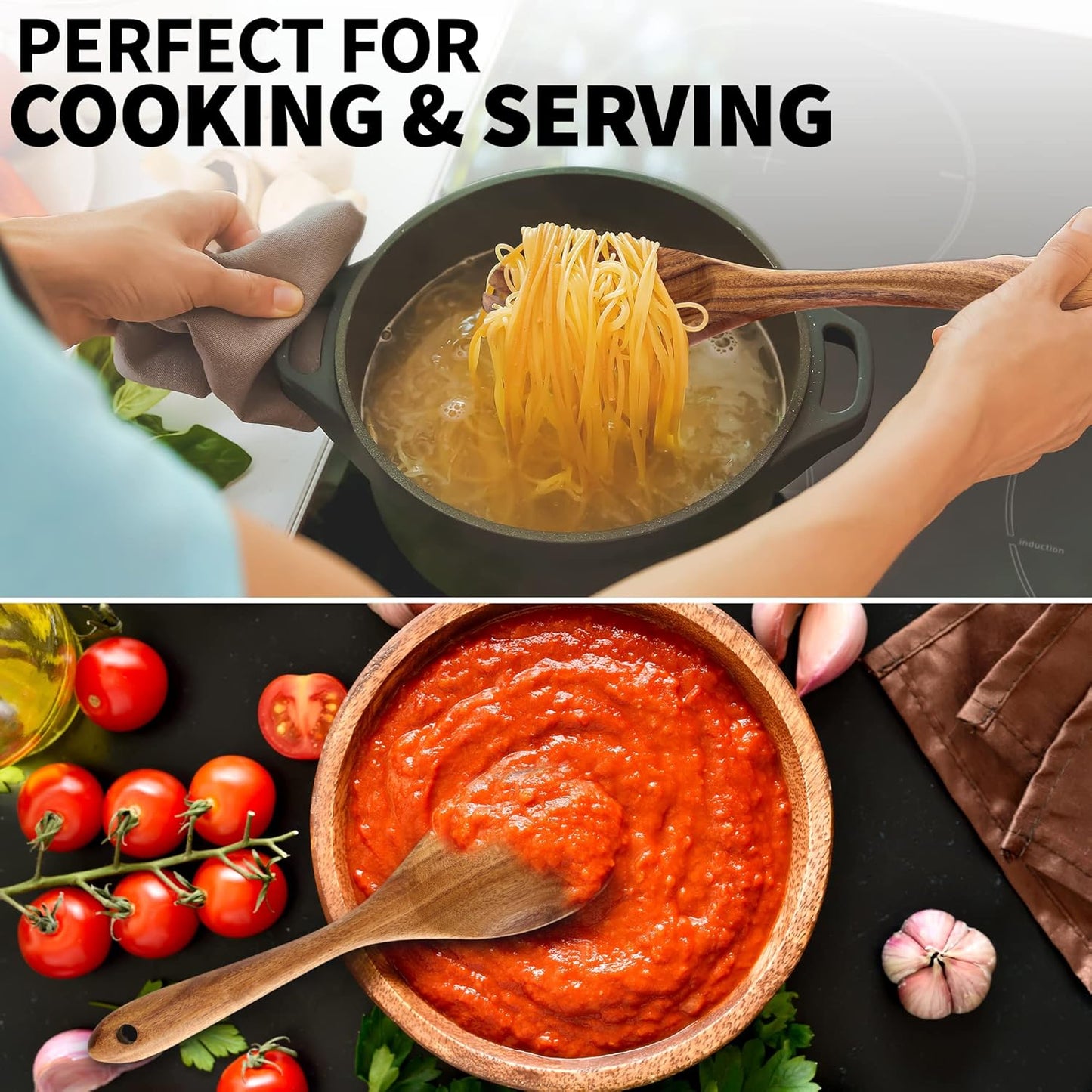 Smooth Finish Teak Wooden Utensils for Cooking