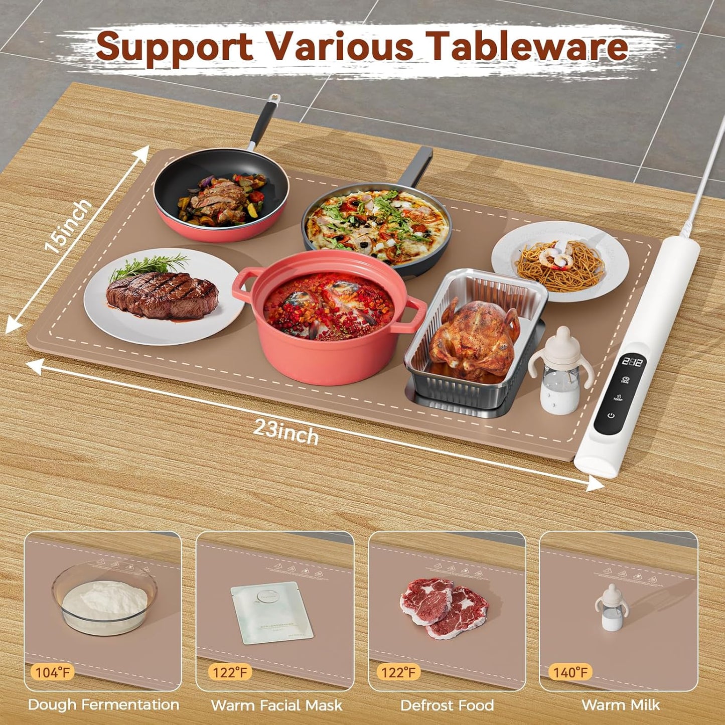 Portable Electric Food Warming Tray with Graphene Heating