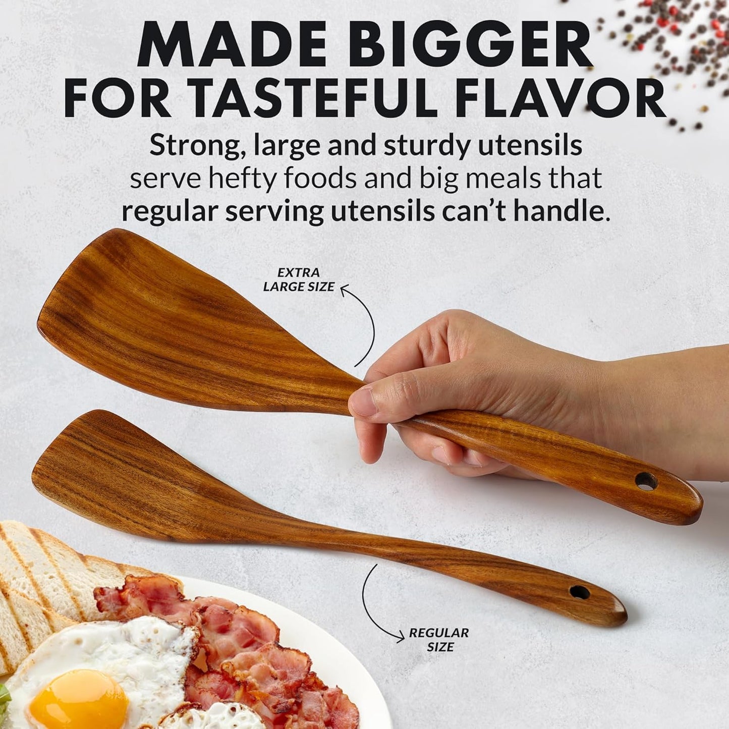 Smooth Finish Teak Wooden Utensils for Cooking