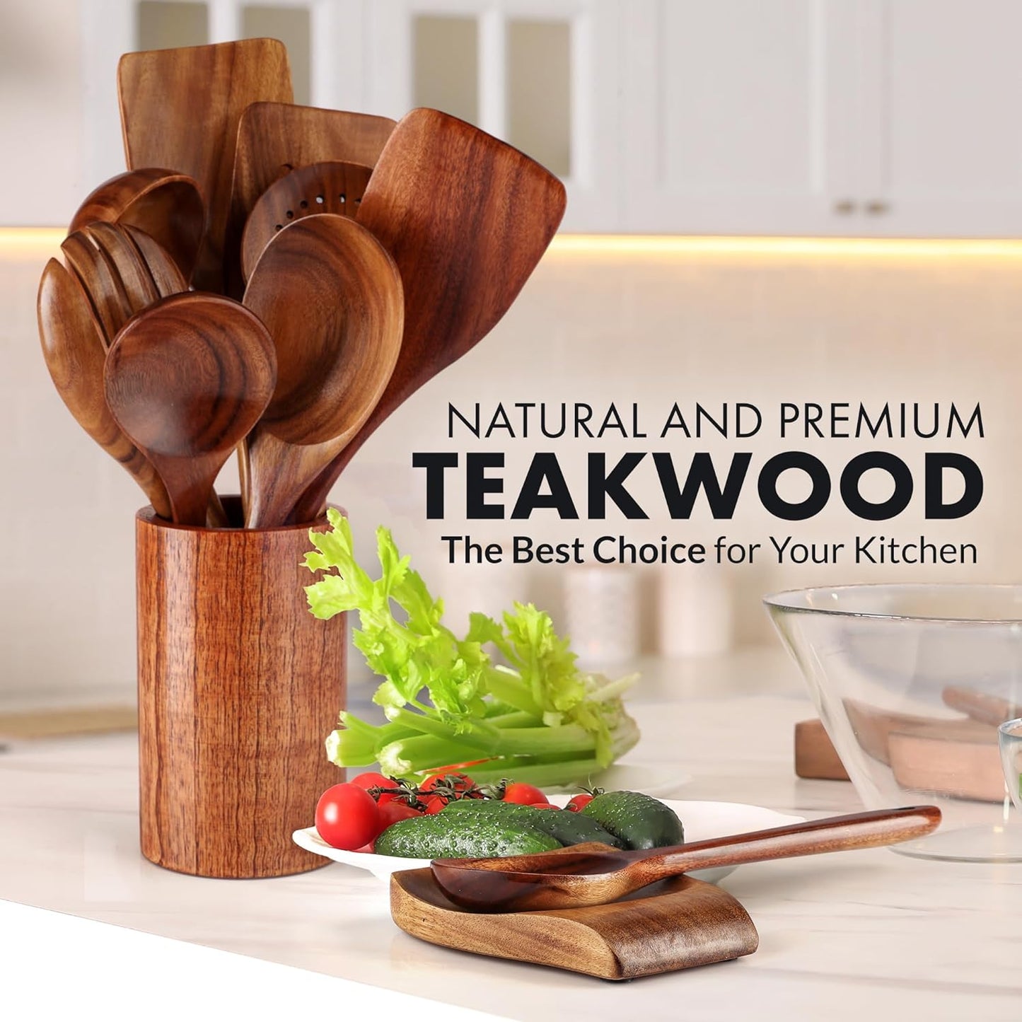 Smooth Finish Teak Wooden Utensils for Cooking