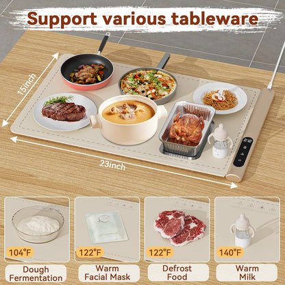 Portable Electric Food Warming Tray with Graphene Heating