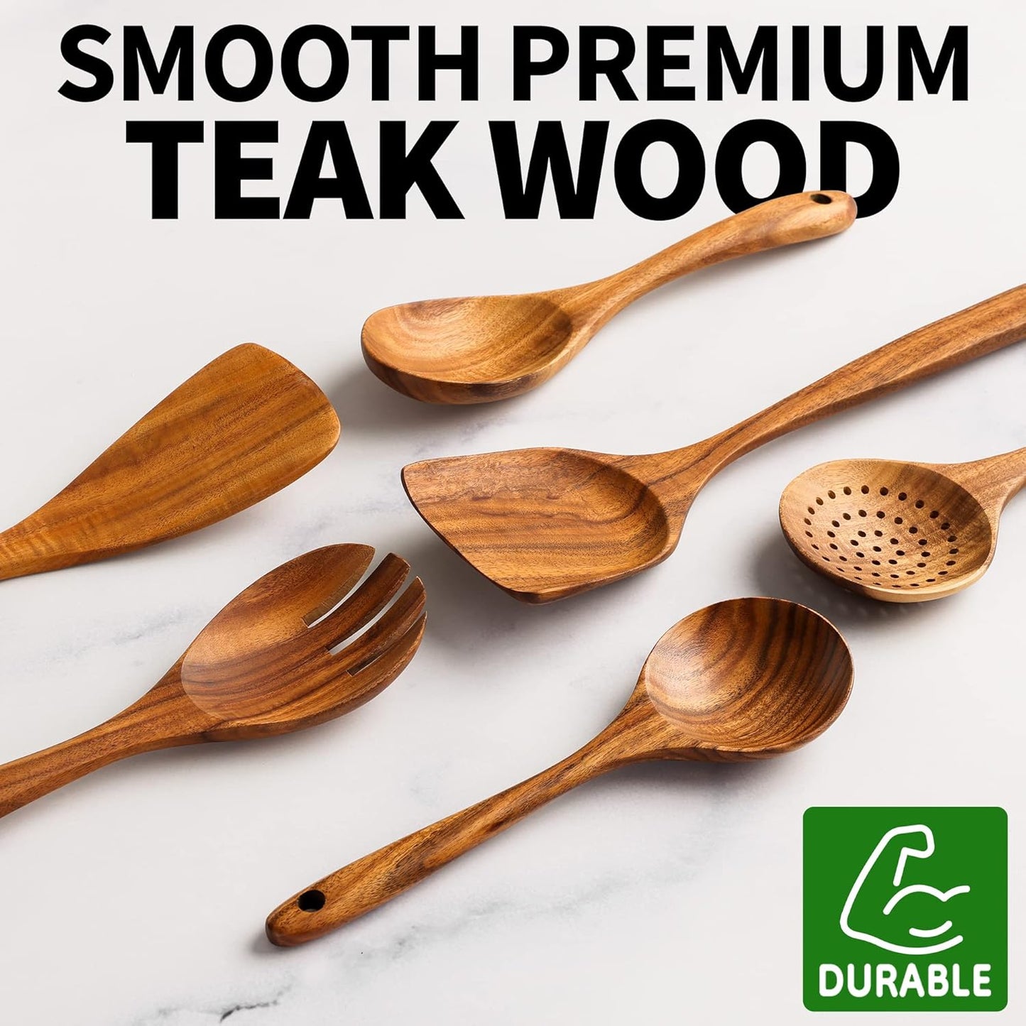 Smooth Finish Teak Wooden Utensils for Cooking