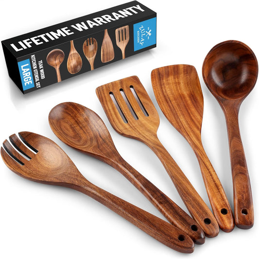 Smooth Finish Teak Wooden Utensils for Cooking