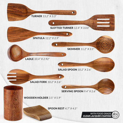 Smooth Finish Teak Wooden Utensils for Cooking