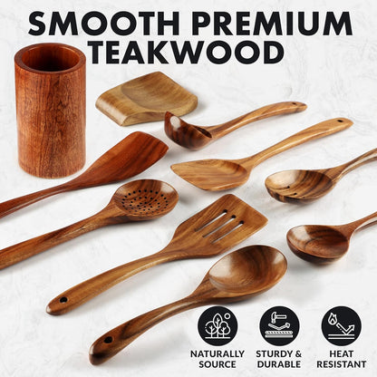 Smooth Finish Teak Wooden Utensils for Cooking