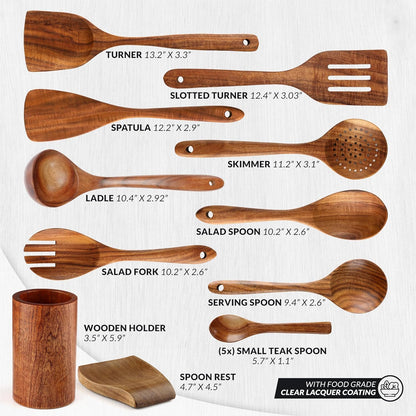 Smooth Finish Teak Wooden Utensils for Cooking