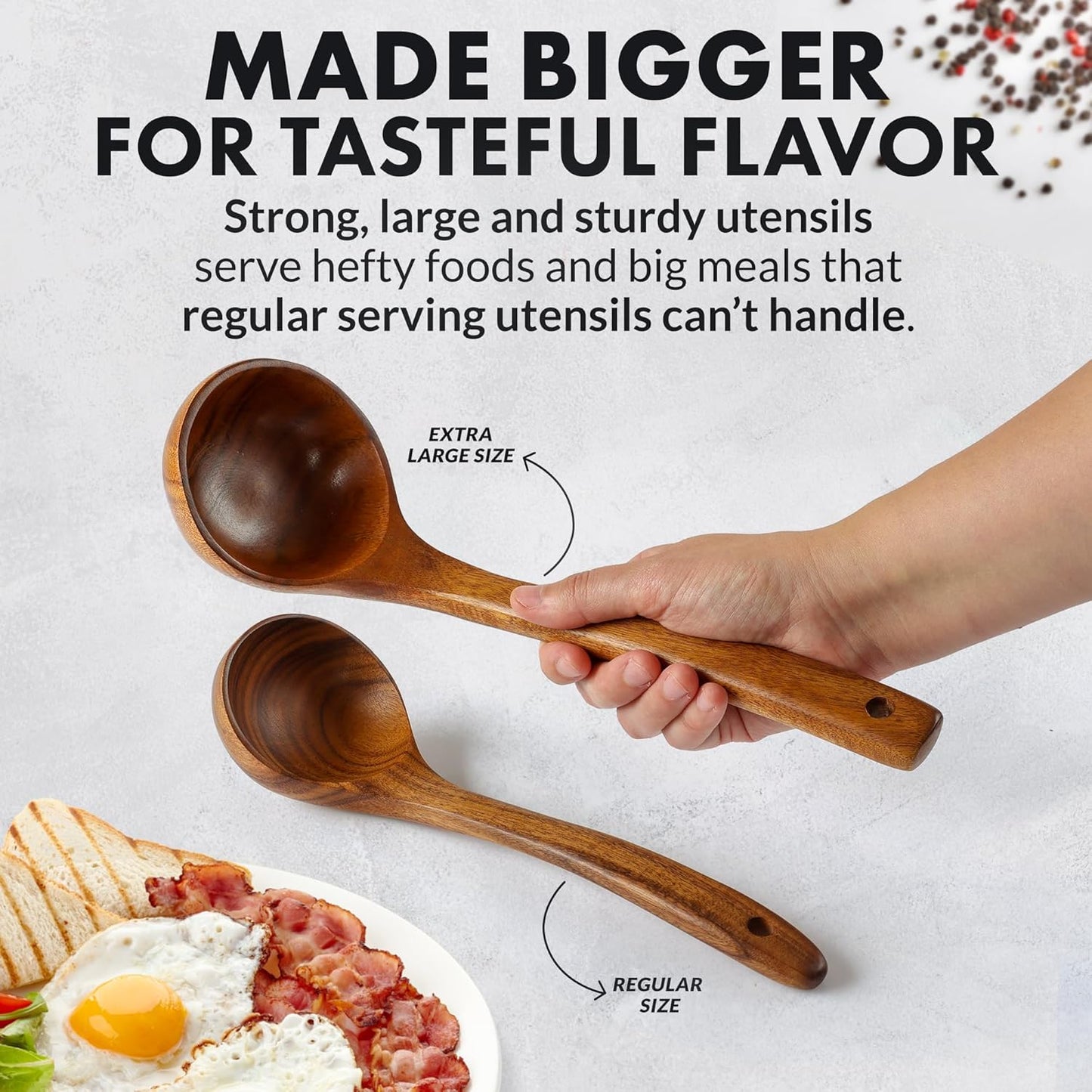 Smooth Finish Teak Wooden Utensils for Cooking