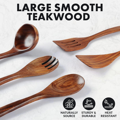 Smooth Finish Teak Wooden Utensils for Cooking