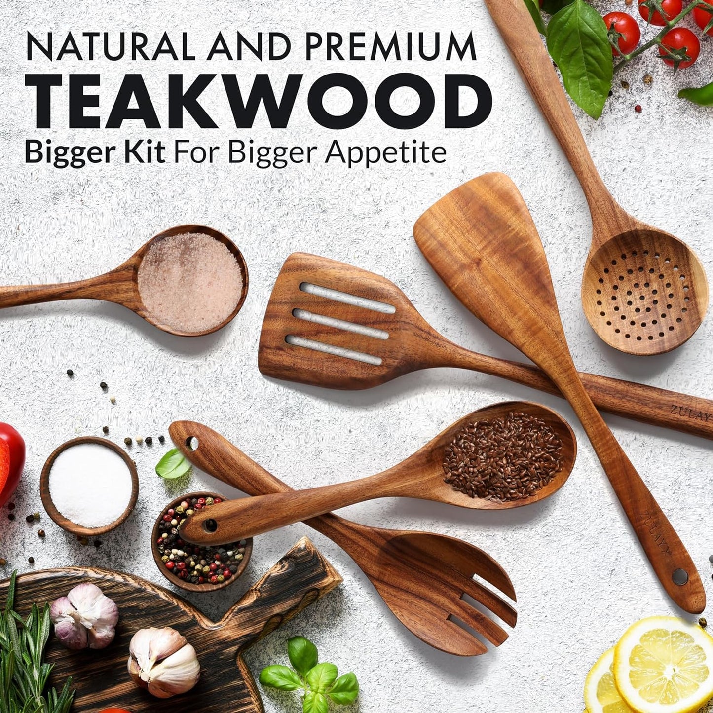 Smooth Finish Teak Wooden Utensils for Cooking
