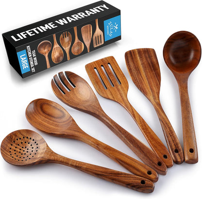 Smooth Finish Teak Wooden Utensils for Cooking